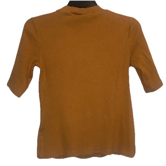 Maeve Anthropologie Womens Orange Short Sleeve Ribbed Top Blouse Sz XS - Picture 3 of 8